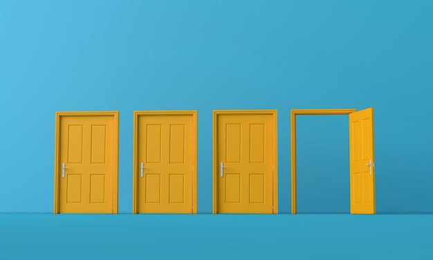 3D rendering of an open door. Business opportunity concept.