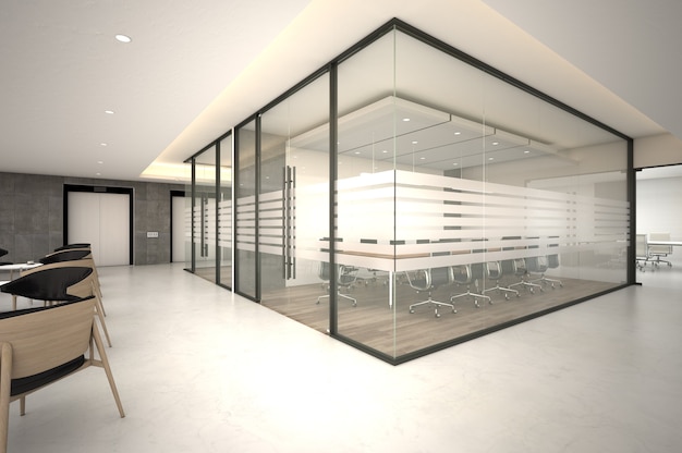3D-rendering open ruimte kantoor interieur