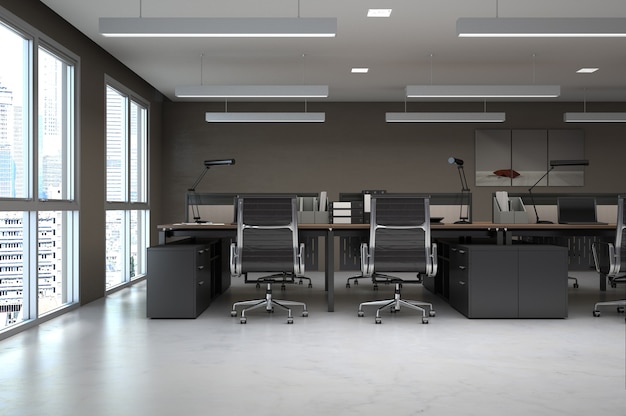 3d rendering open space office interior