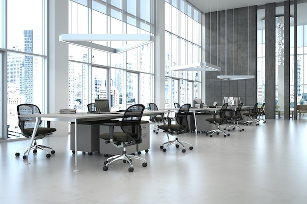 3d rendering open space office interior