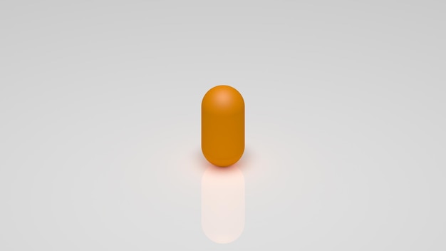 3d rendering, a orange capsule on a white background