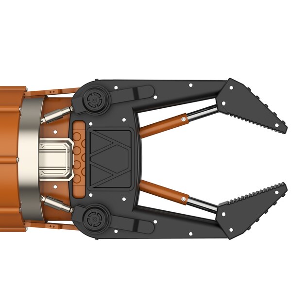 3D-рендеринг оранжевый робот-манипулятор на белом фоне
