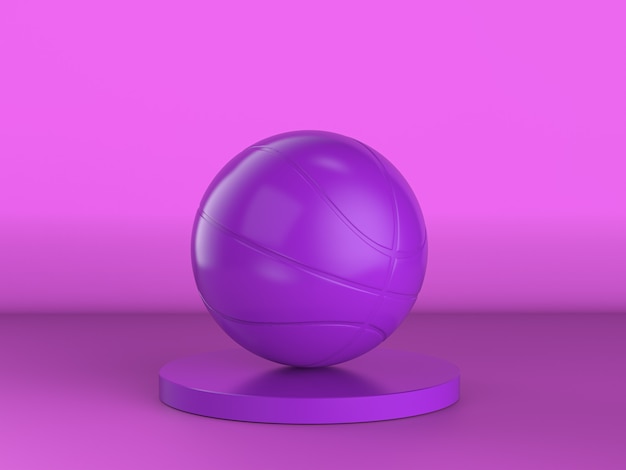 3D-rendering paarse basketbalbal op paarse achtergrond