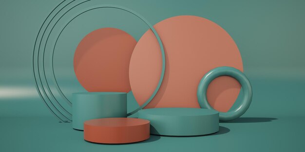 3D Rendering pastel color background and round stages for product display