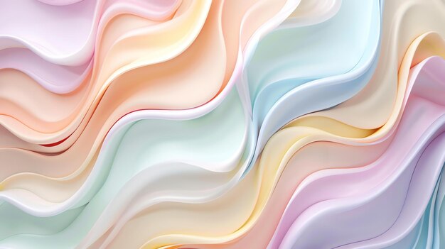 Photo 3d rendering pastel colors abstract wavy shapes soft and smooth