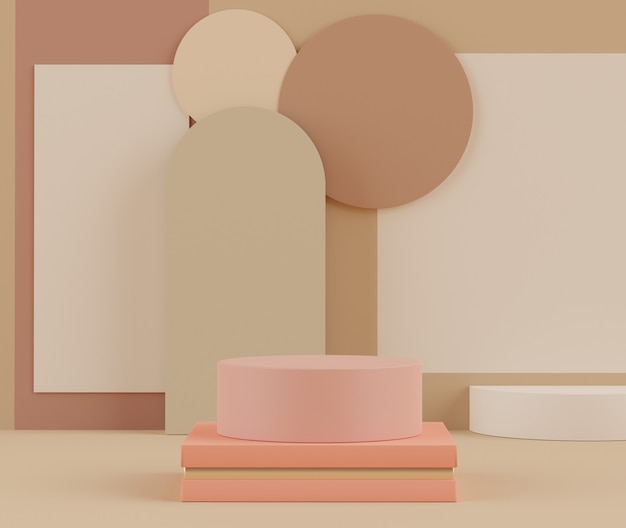 3d rendering of pastel displays podium scene for mock up and products presentation with minimal background.