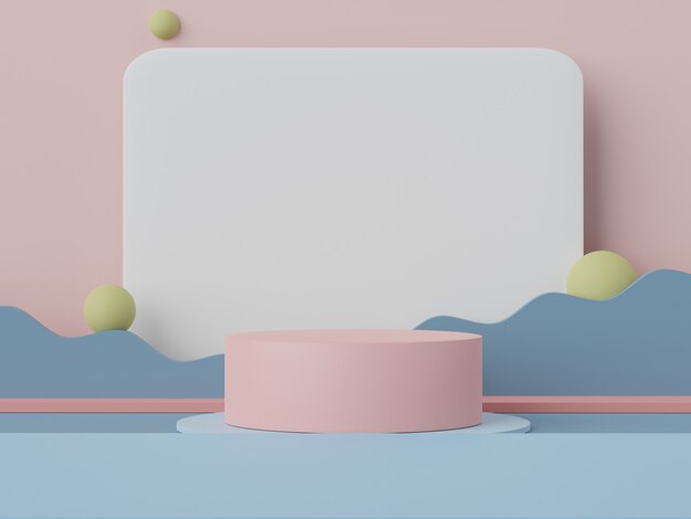 3d rendering of pastel minimal scene of blank podium with earth tones theme