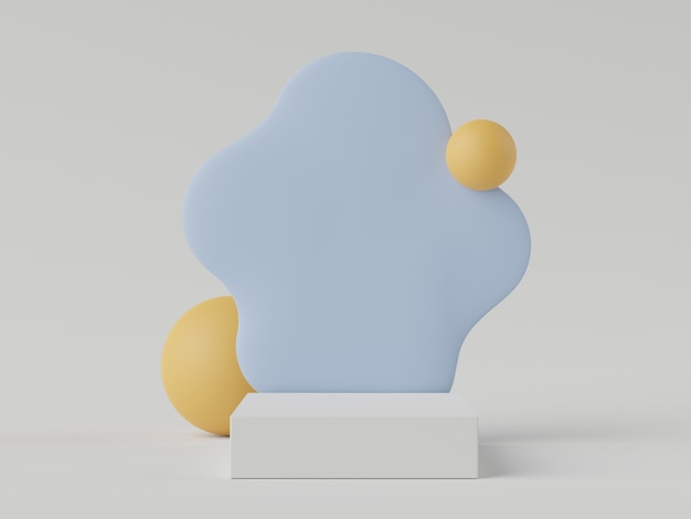 3d rendering of pastel minimal scene of white blank podium with earth tones theme. Muted saturated color. Simple geometric shapes design. Modern display for product  presentation.