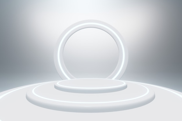 3D rendering of  pedestal with bright circle