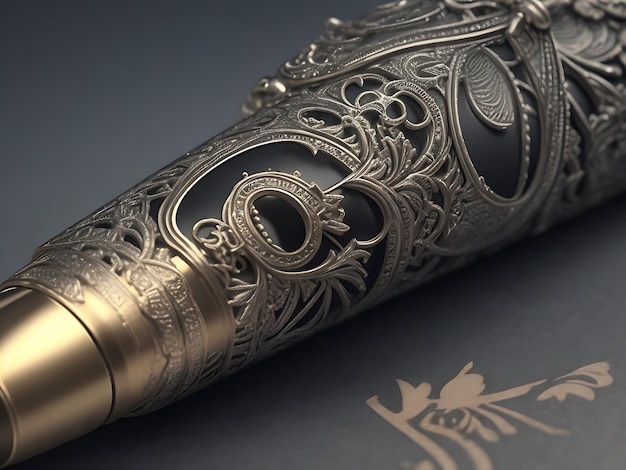 3D rendering of a pen with intricate details and a glossy finish ai generated