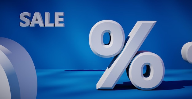 3d rendering of a percent symbol banner for the sale and advertising of goods at a discount