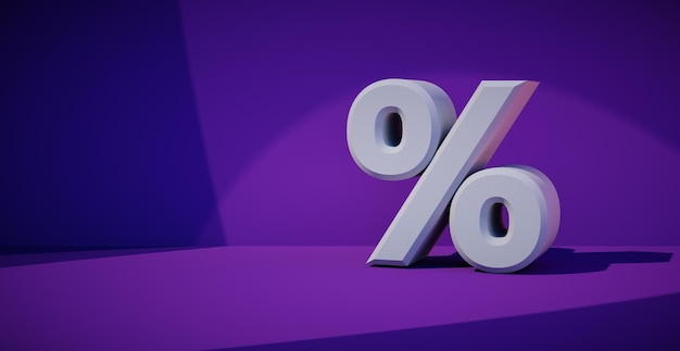 3D rendering of a percent symbol Banner for the sale and advertising of goods at a discount