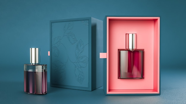 3d rendering of Perfume packaging for product display