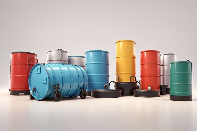 3d rendering of petroleum oil drum container barrel isolated on white background 3d render illustration cartoon style