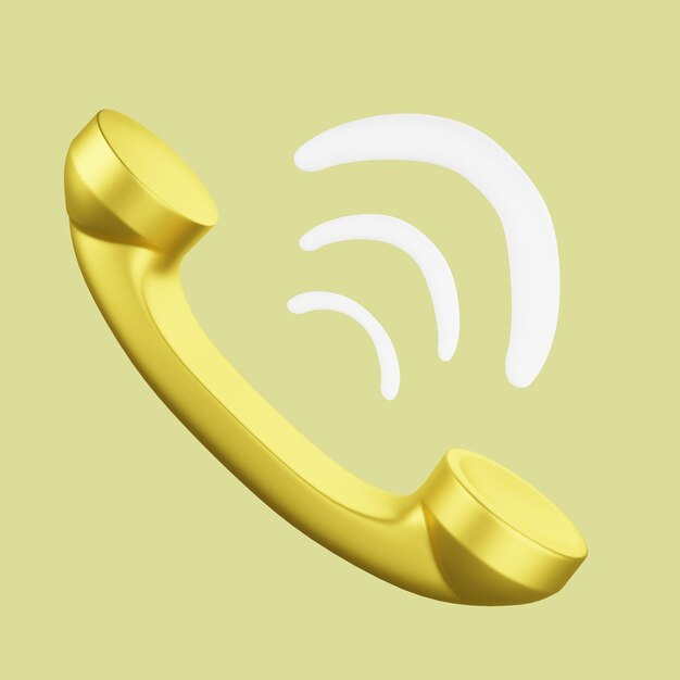 3D rendering phone handle icon on yellow background