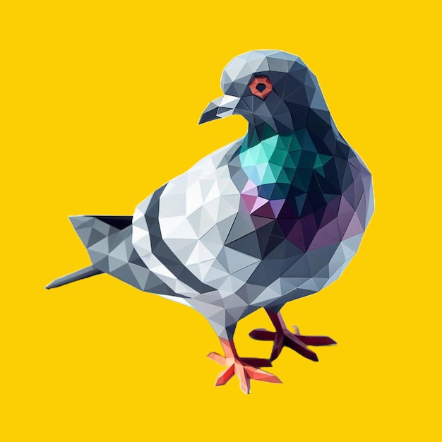 3D rendering of a Pigeon low polygon isolated