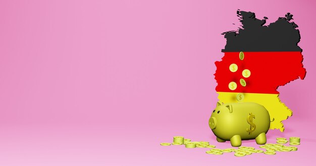 3d rendering of piggy bank as positive economic growth in Germany