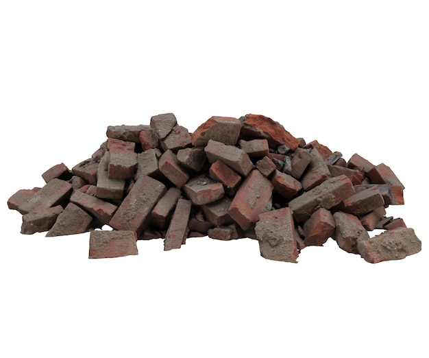 3d rendering pile of old brick rubble