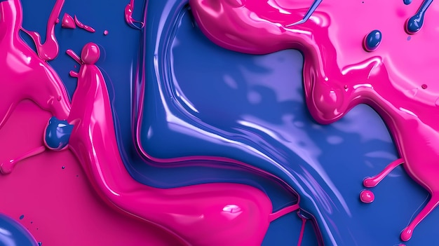 3d rendering of pink and blue paint dripping on a blue background Generative AI illustrations