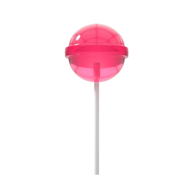 3D rendering pink circle candy lolipop and white stick