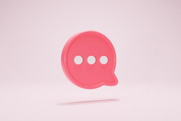 3D Rendering. Pink color icon. Concept abstract social media textbox Side View