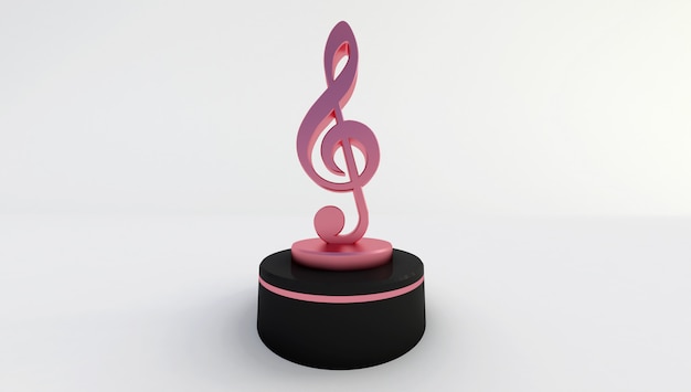 3d rendering of a pink music note Isolated