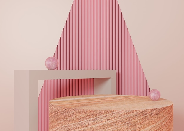 3d rendering pink pastel display podium product stand on background. abstract minimal geometry. premium image