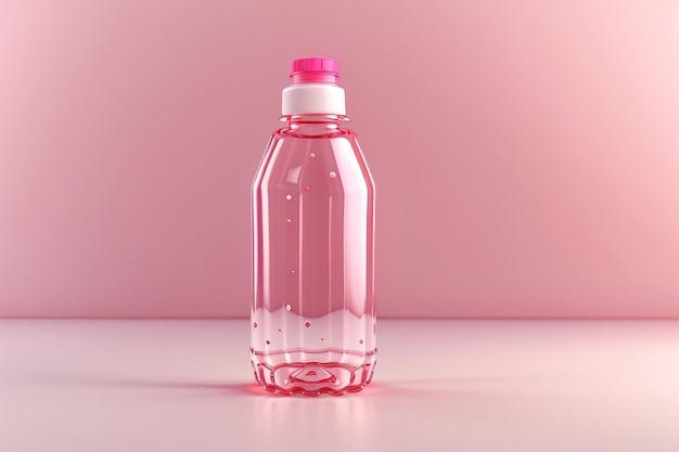 Photo 3d rendering of pink plastic bottle