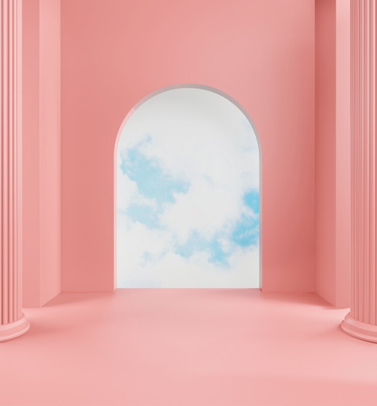 핑크 산책로의 3d 렌더링