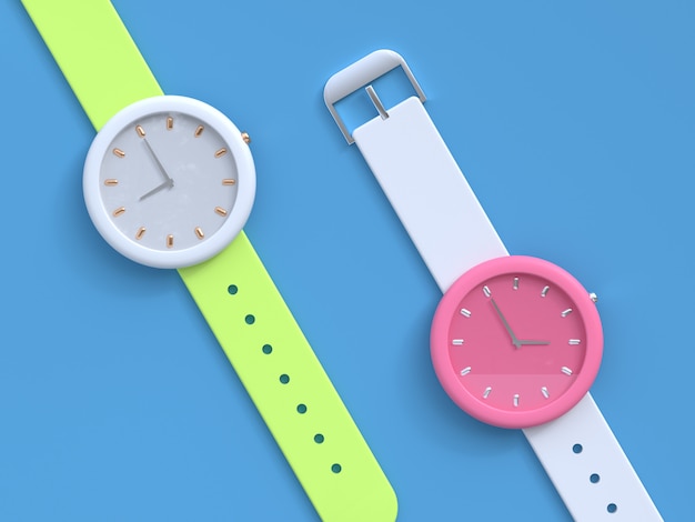 3d rendering pink white watch technology concept