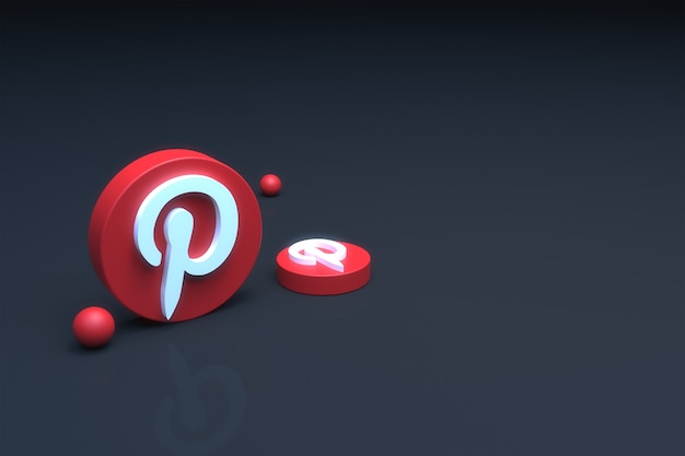 Photo 3d rendering of pinterest logo