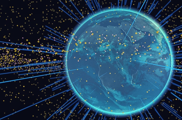 Фото 3d-рендеринг планета земля и связи