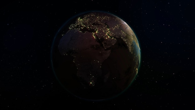 3D rendering planet Earth from space against the background of the star sky