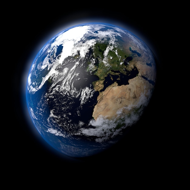 Photo 3d rendering of planet earth from space