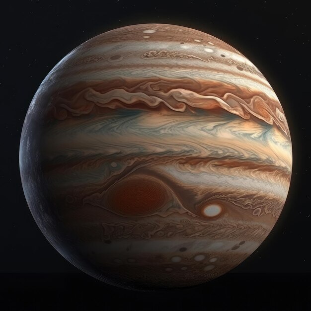 Foto rendering 3d del pianeta giove isolato su uno sfondo nero