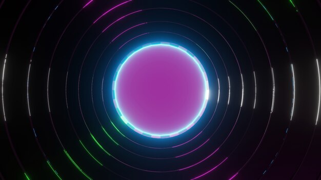 3d rendering platform  abstract circle halo glow colors