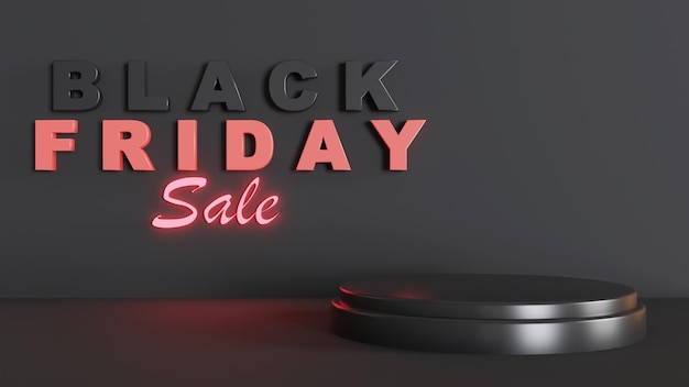 Photo 3d rendering podium black friday sale promotion banner illustration