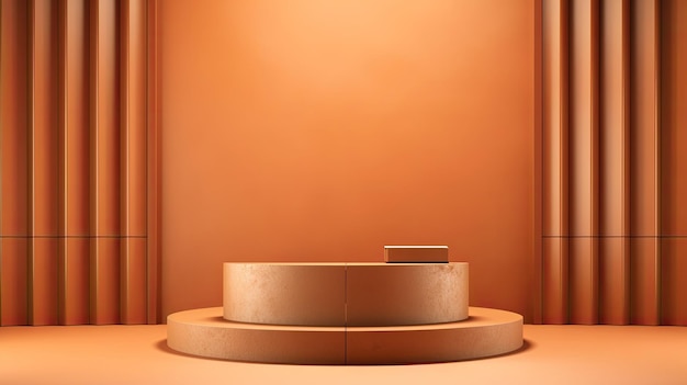 3d rendering of the podium for cosmetic product presentation on orange background