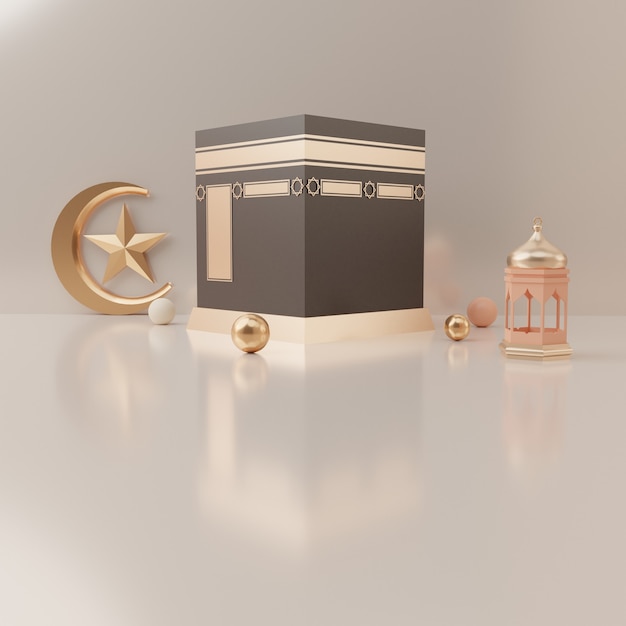 3d rendering podium display of product Eid mubarak sale concept