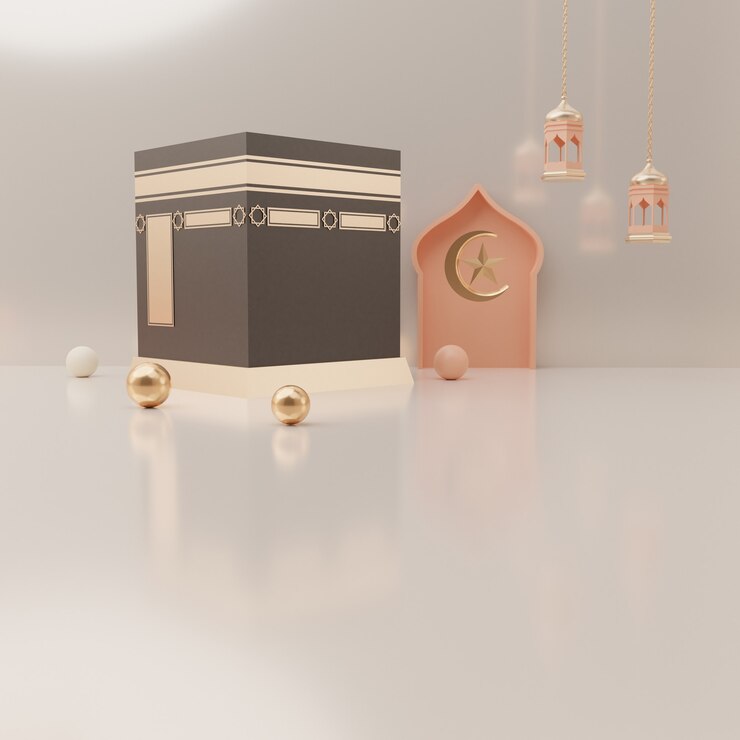 3d rendering podium display of product Eid mubarak sale concept