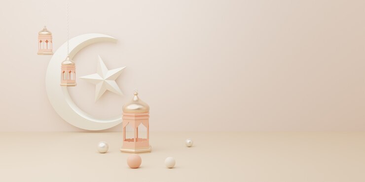 3d rendering podium display of product Eid mubarak sale concept