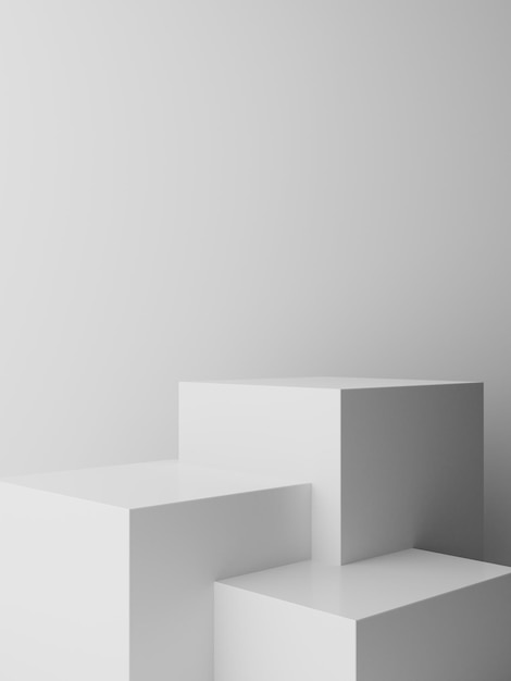 3D Rendering podium and stage wall grey scene with modern box