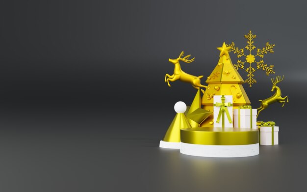 3d rendering of podium theme for Christmas