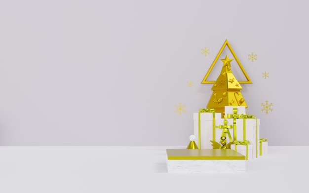 3d rendering of podium theme for Christmas