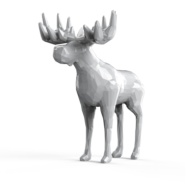 3d rendering polygonal moose isolated on black