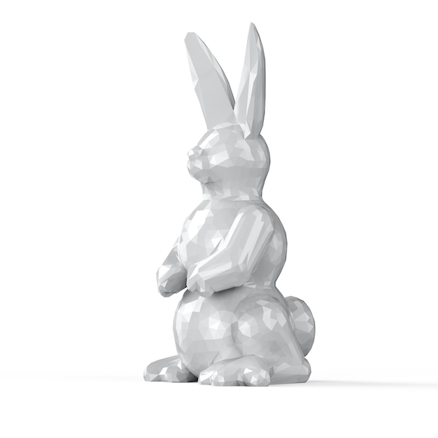 3d rendering polygonal rabbit isolated on white