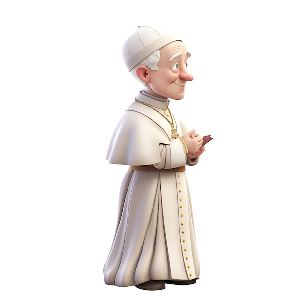 3D rendering of a priest with a mobile phone in his hand