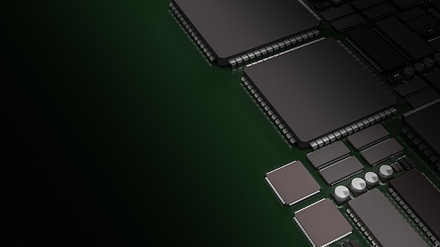 3D rendering of Printed circuit board