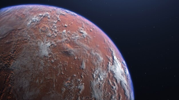 3D rendering of the process of terraforming Mars