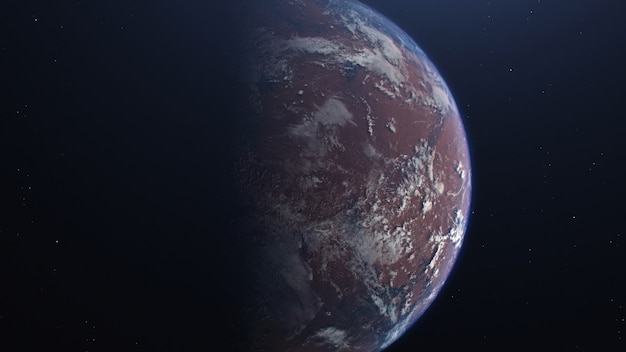 3D rendering of the process of terraforming Mars